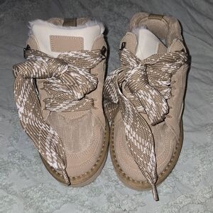 Tan and White High-Top Sneakers